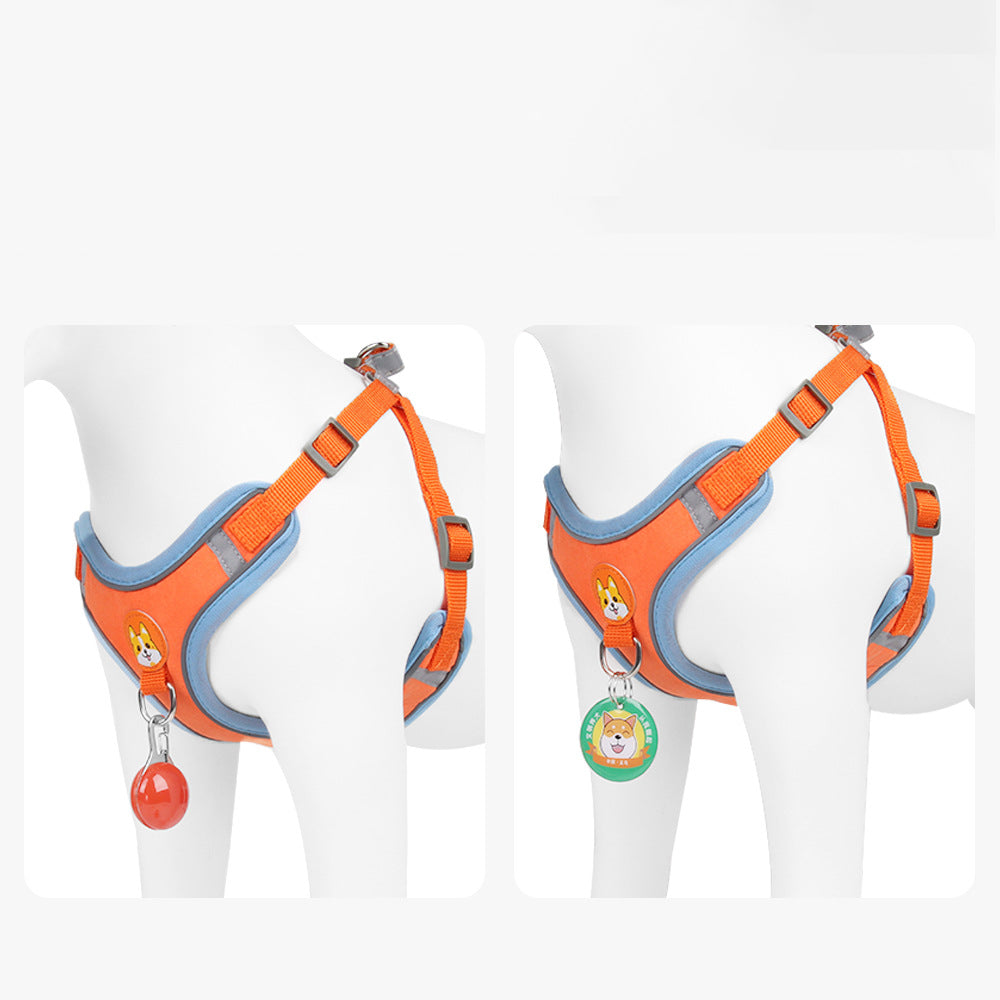 Hundegeschirr mit Leine – Wildleder, Reflektierend, S–XL