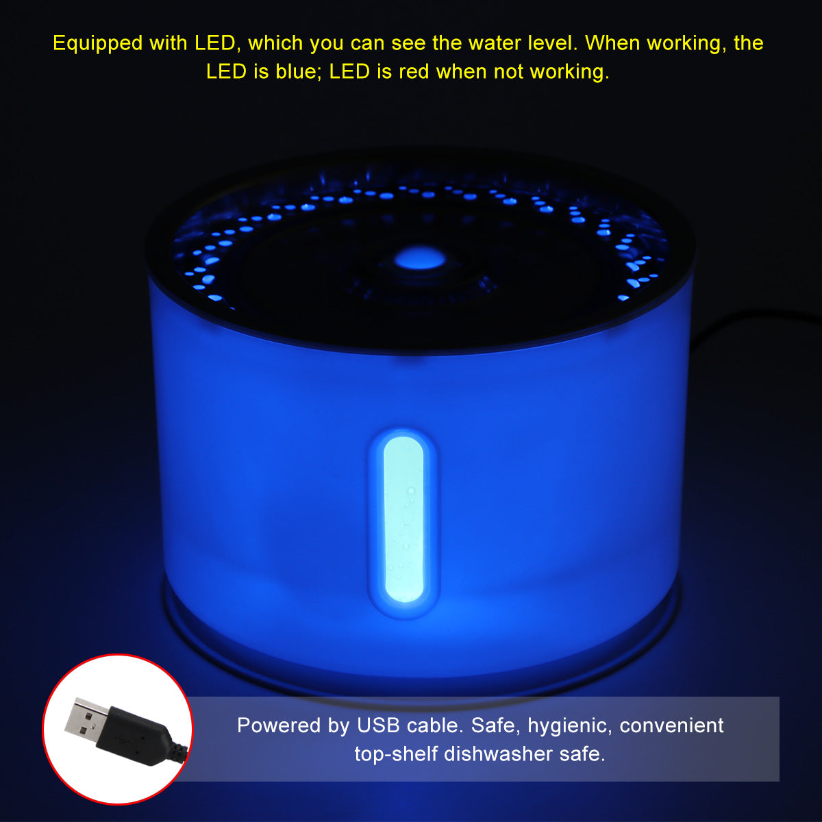 Trinkbrunnen für Katzen & Hunde 2.4L – LED, USB, Leise