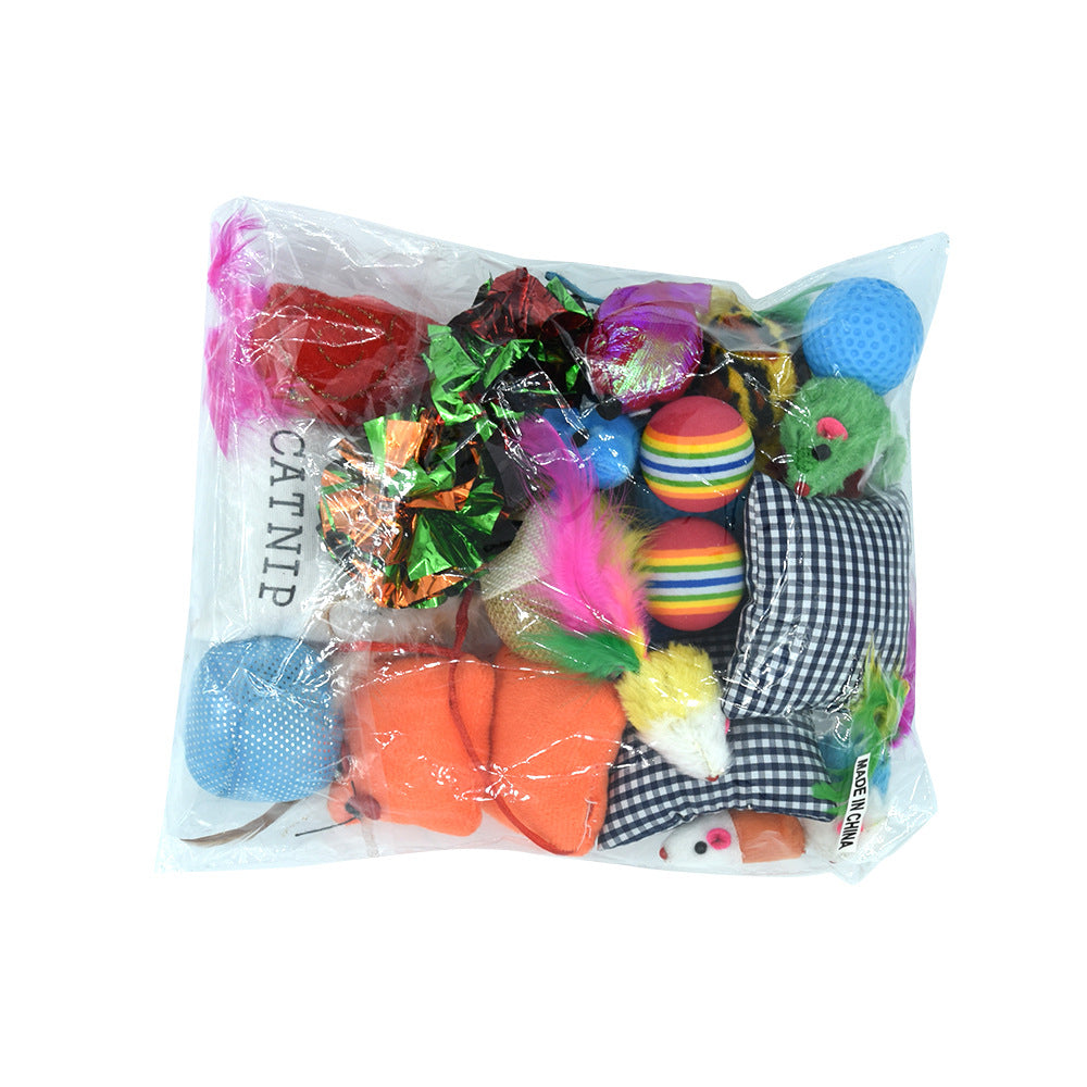 Katzenspielzeug-Set 24-teilig – Catnip, Regenbogenball & bunte Mäuse