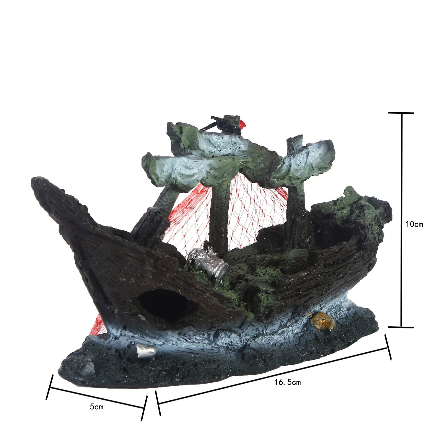 Aquarium Dekoration Schiff & Wasserpflanzen – Harz Landschaft