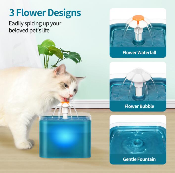 Automatischer Trinkbrunnen für Katzen 2L – LED, Innenbereich