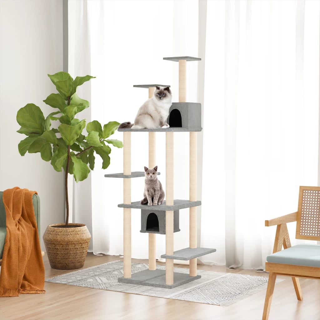 Vidaxl cat furniture with sisal scratching posts 176 cm light gray-0