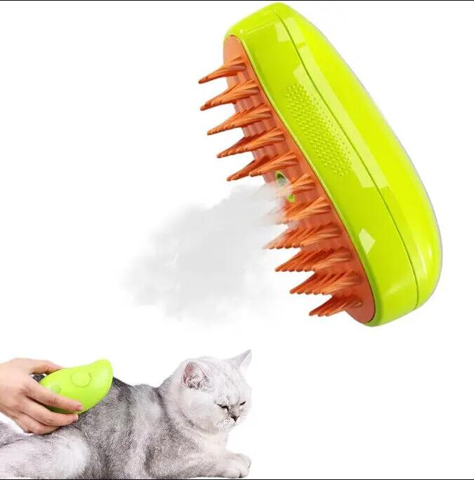 3-in-1 Dampfbürste für Katzen & Hunde – Reinigt, Massiert & Pflegt