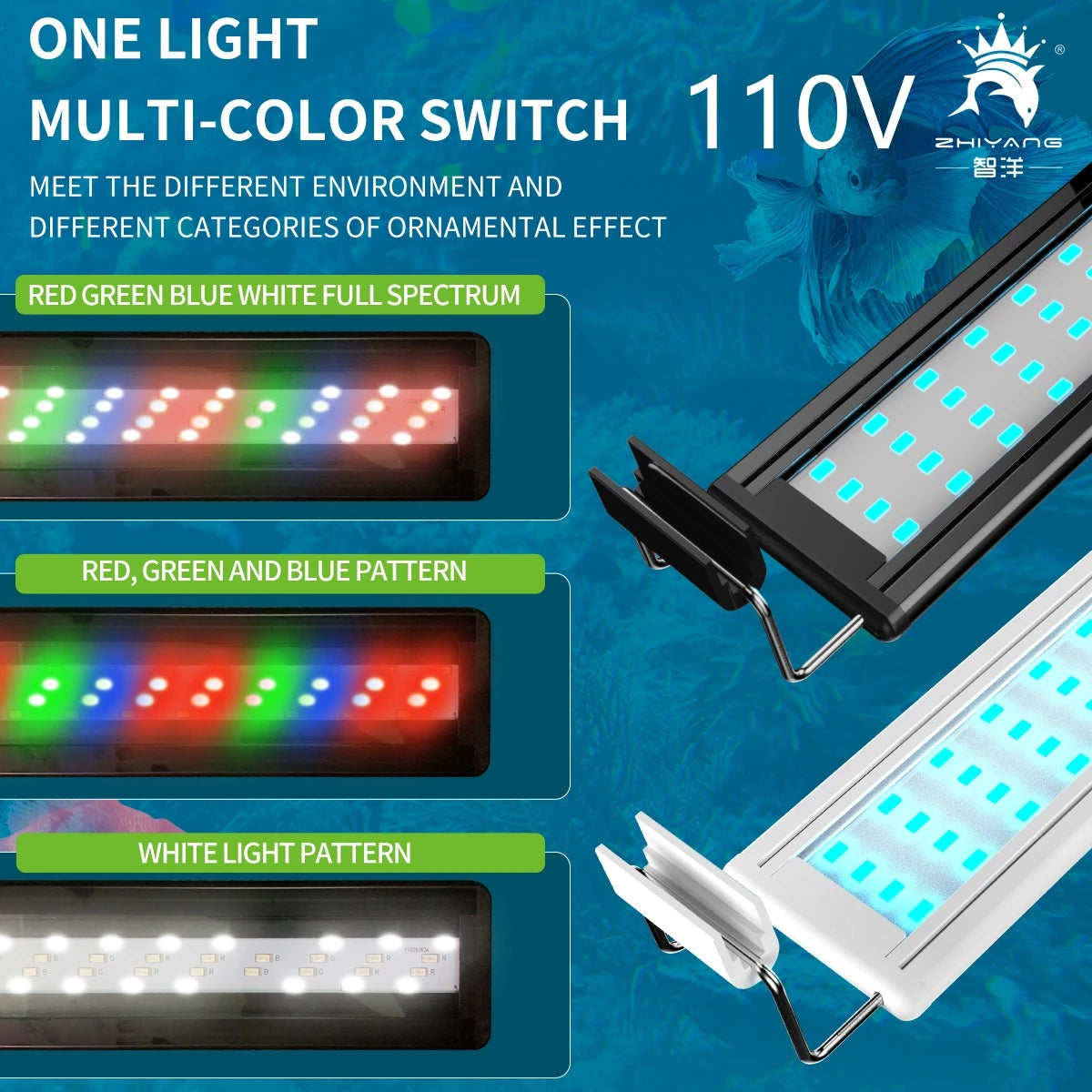 Aquarium LED Beleuchtung – 4-reihig, Farbwechsel Rot Grün Blau