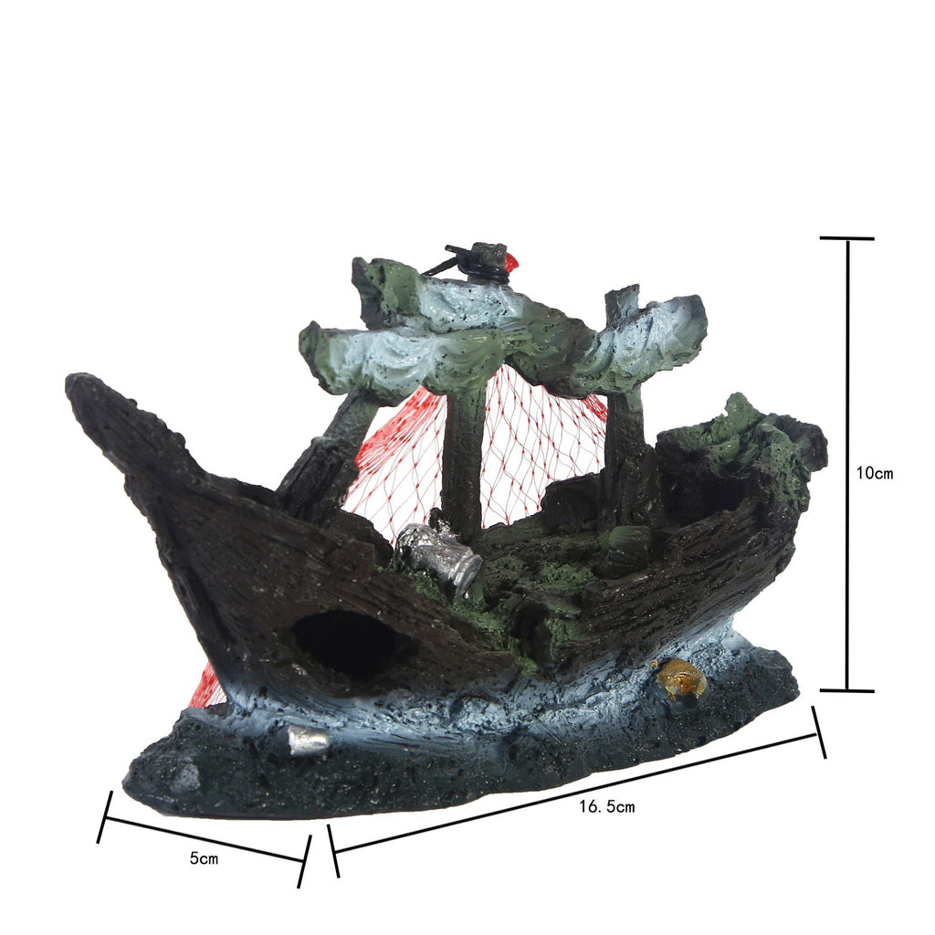 Aquarium Dekoration Schiff & Wasserpflanzen – Harz Landschaft