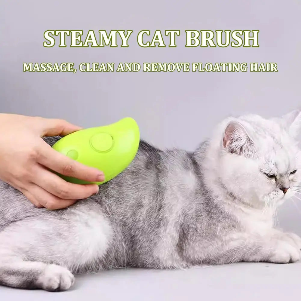 3-in-1 Dampfbürste für Katzen & Hunde – Reinigt, Massiert & Pflegt