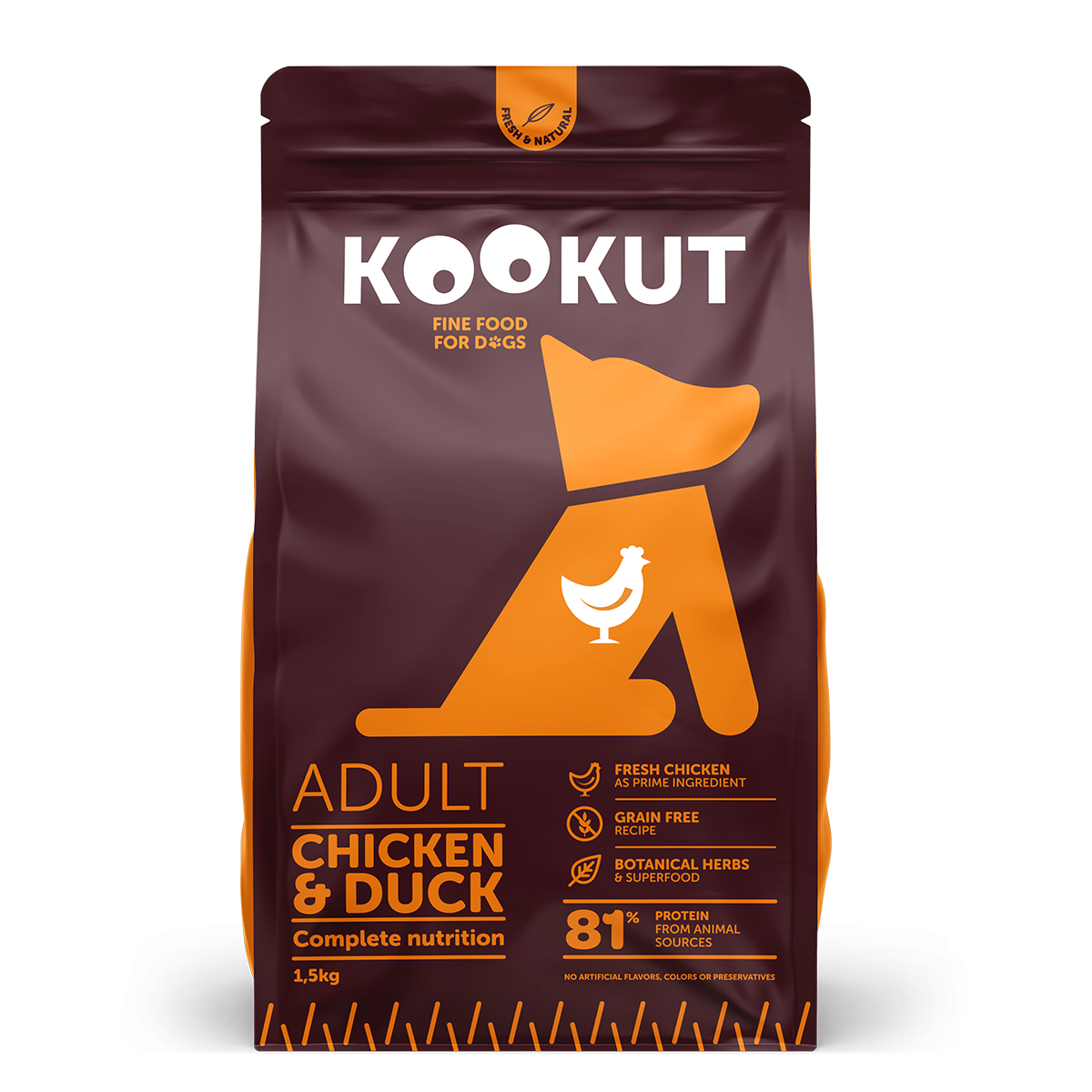 Hühnchen & Ente Trockenfutter für Hunde